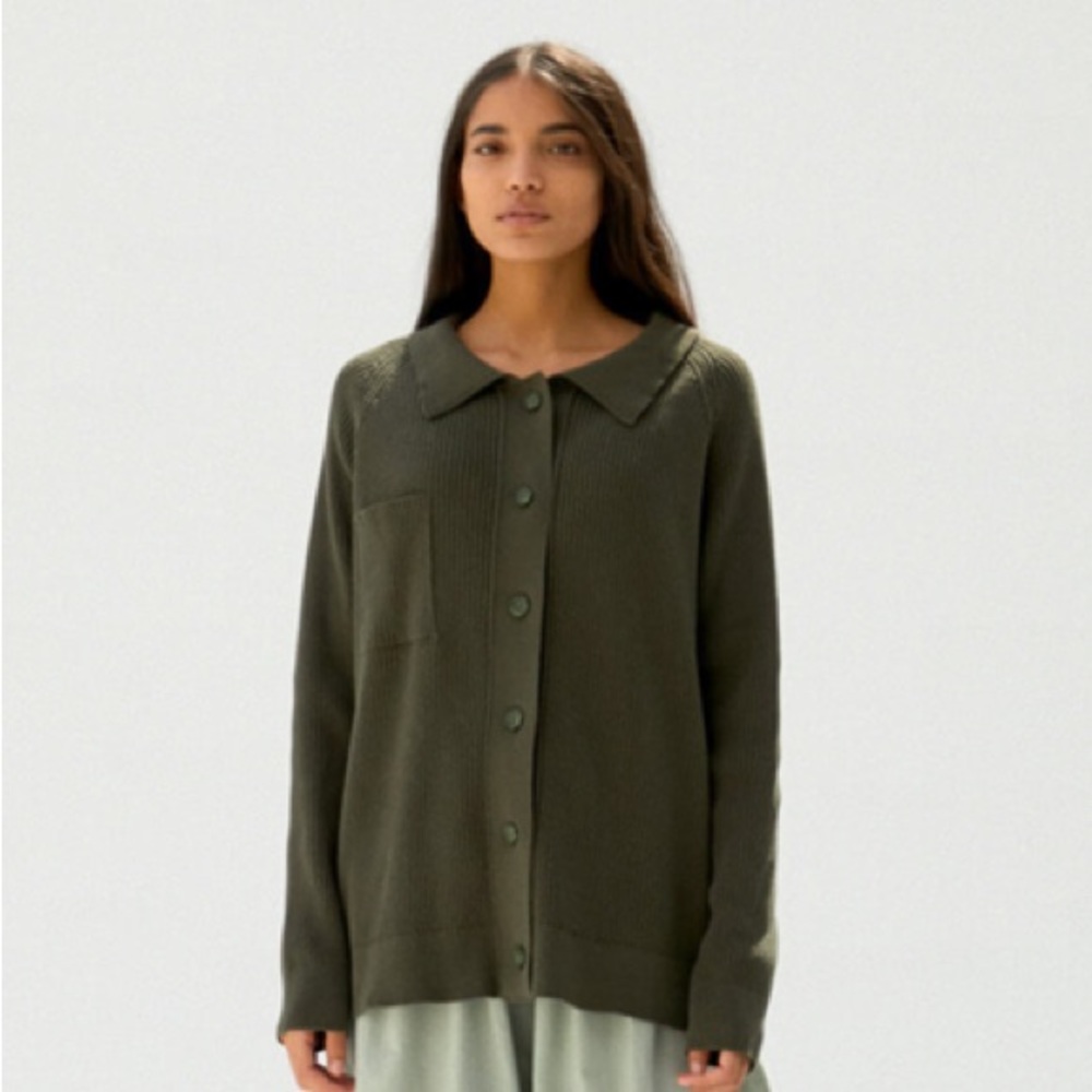 Monica Cordera Ribbed Cardigan in Sage